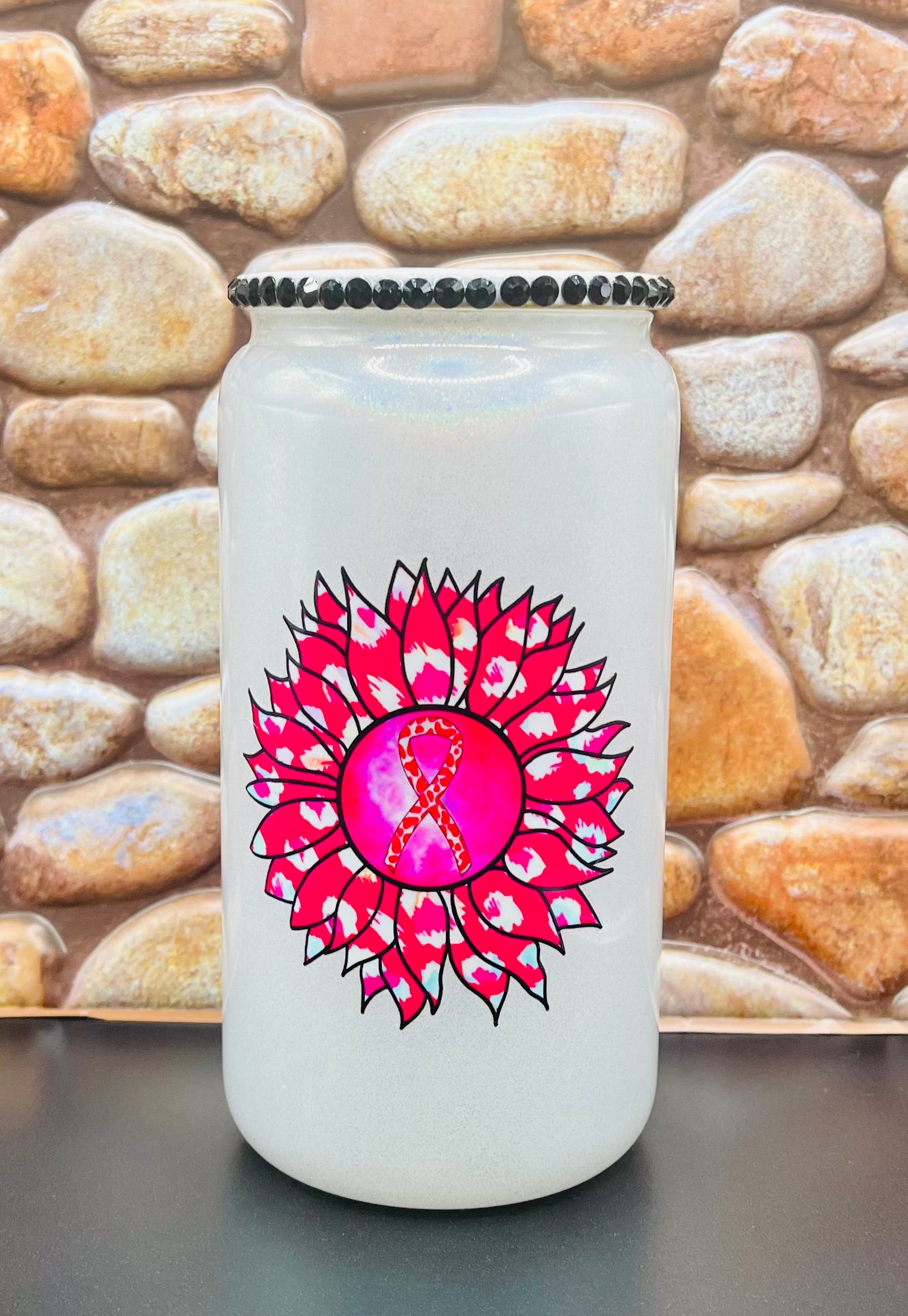 Sunflower with Cancer Ribbon