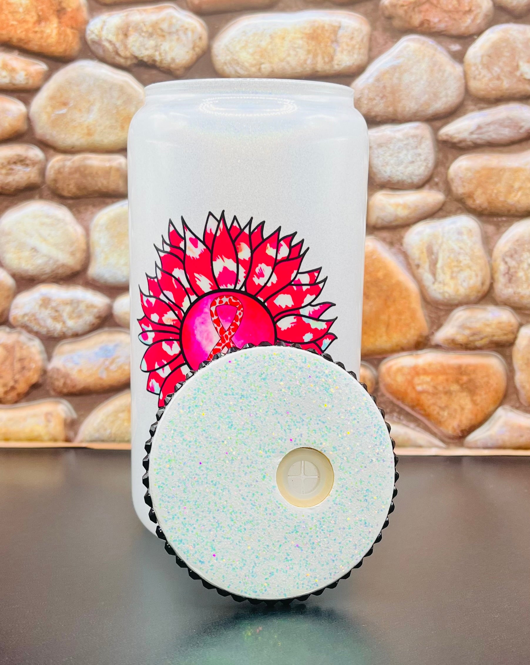 Sunflower with Cancer Ribbon